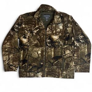 Maxxsel Deer Camo Fleece Jacket Men’s M Sherpa Lined Hunting Outdoor